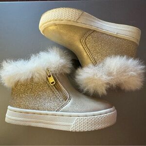 The Children’s Place Gold Glitter Fur Sneaker Boots
